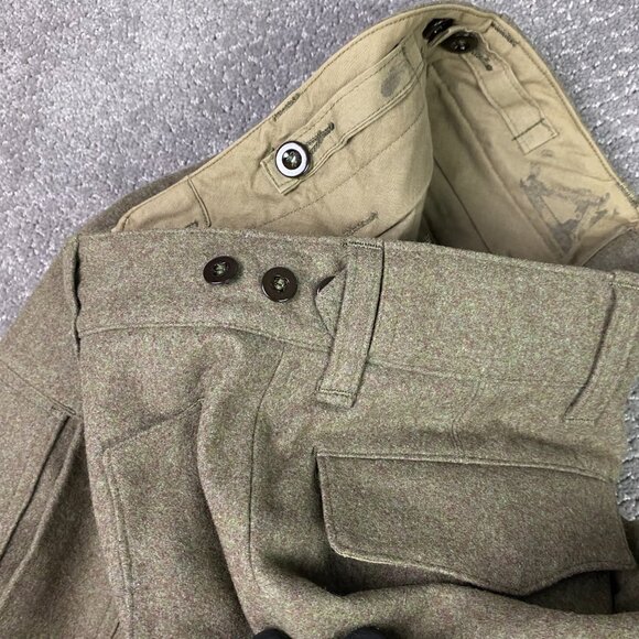 NWOT Vintage 1962 M&S German Military Pants Mens 28 x 30 Olive Cargo Wool Heavy - Picture 7 of 14